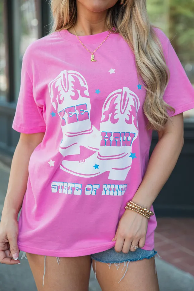 Yee Haw State Of Mind Hot Pink Oversized Graphic Tee DOORBUSTER sold by Pink Lily product image thumbnail 3