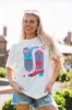 Red White and Boots White Graphic Tee sold by Pink Lily