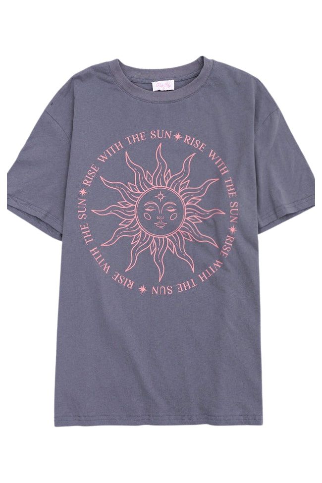 Rise with the Sun Grey Oversized Graphic Tee sold by Pink Lily product image thumbnail 4