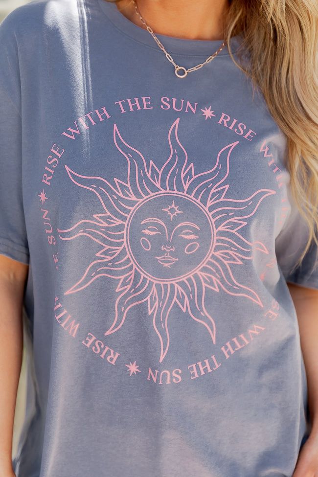 Rise with the Sun Grey Oversized Graphic Tee sold by Pink Lily product image thumbnail 2