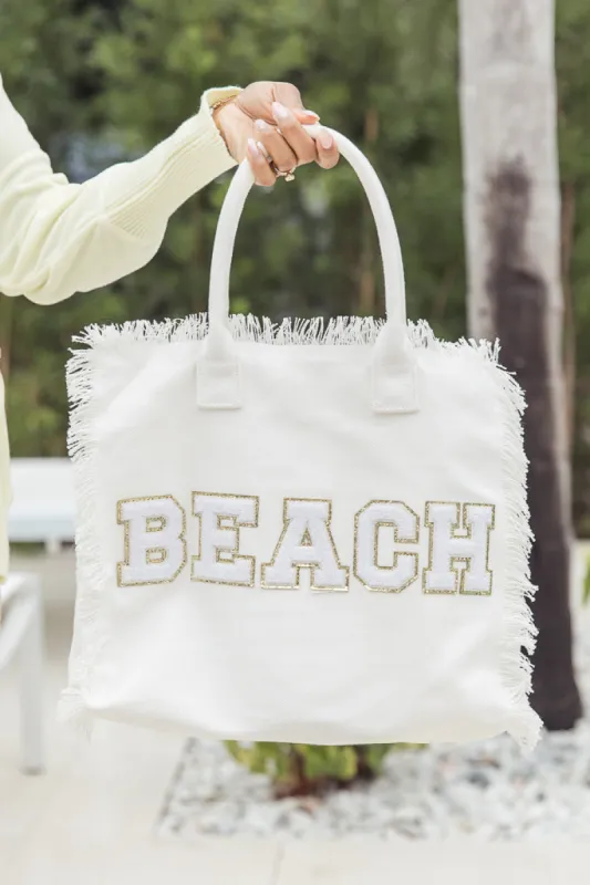 Ivory Beach Canvas Bag FINAL SALE sold by Pink Lily