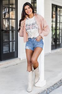Wild West Cowgirl Ivory Oversized Graphic Tee sold by Pink Lily
