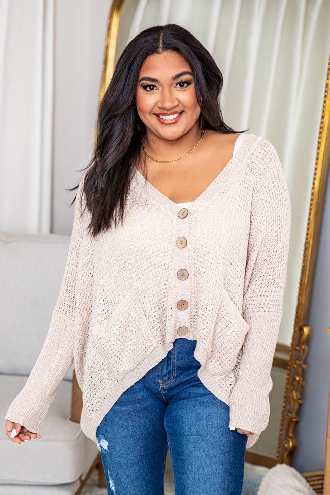 Unexplained Words Taupe Open Knit Cardigan FINAL SALE sold by Pink Lily product image thumbnail 5