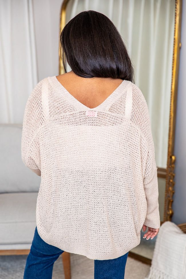 Unexplained Words Taupe Open Knit Cardigan FINAL SALE sold by Pink Lily product image thumbnail 4