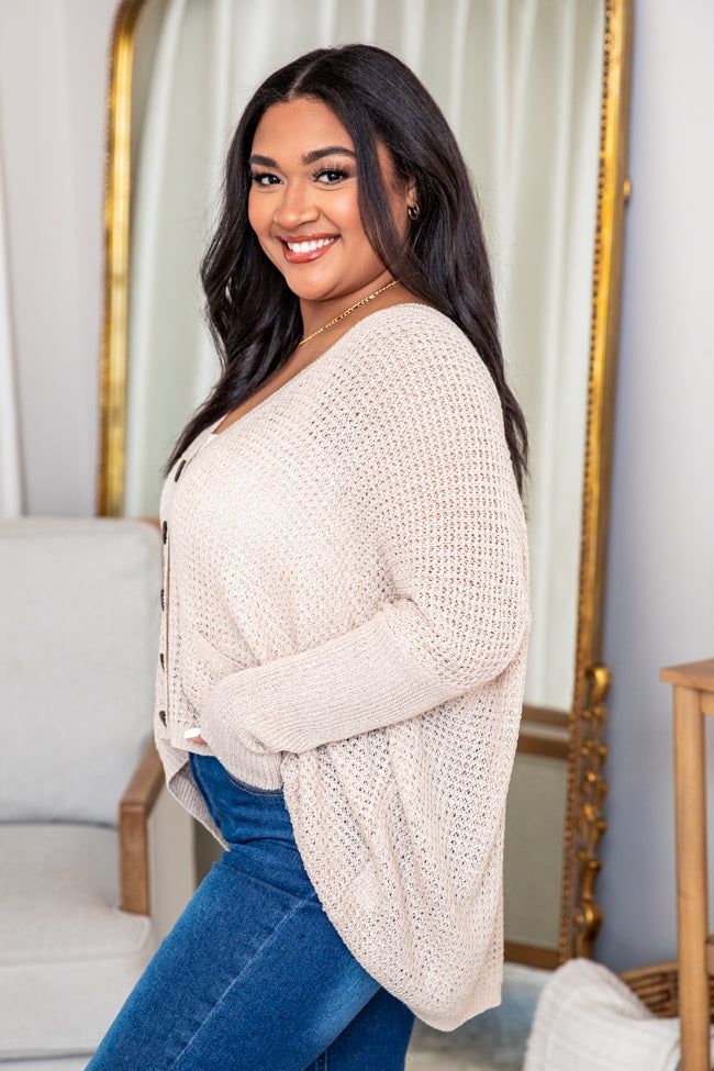 Unexplained Words Taupe Open Knit Cardigan FINAL SALE sold by Pink Lily product image thumbnail 3