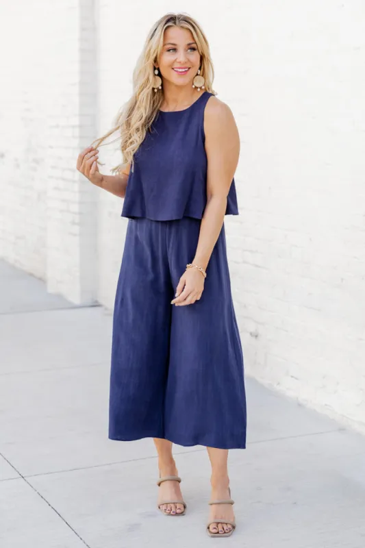 Never Wanna Leave Navy Jumpsuit FINAL SALE sold by Pink Lily