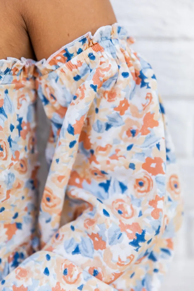 Sonic Blooms Orange Floral Off The Shoulder Long Sleeve Blouse FINAL SALE sold by Pink Lily product image thumbnail 3