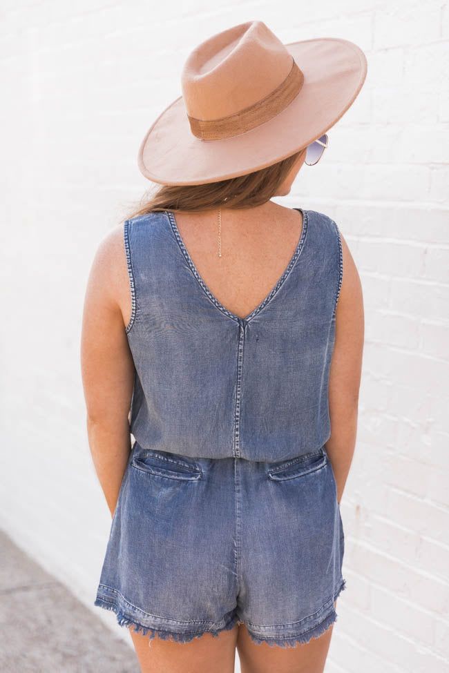 The Farmers Market Chambray V-Neck Romper FINAL SALE sold by Pink Lily product image thumbnail 10