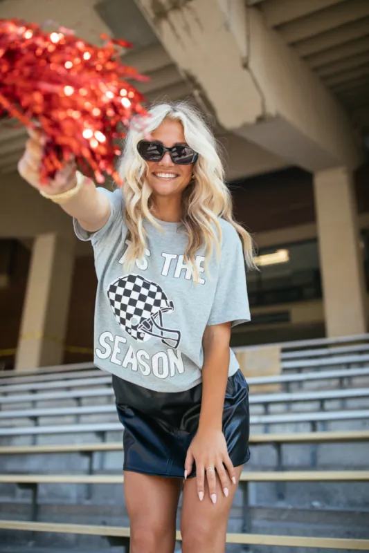 Tis The Season Light Grey Oversized Graphic Tee sold by Pink Lily