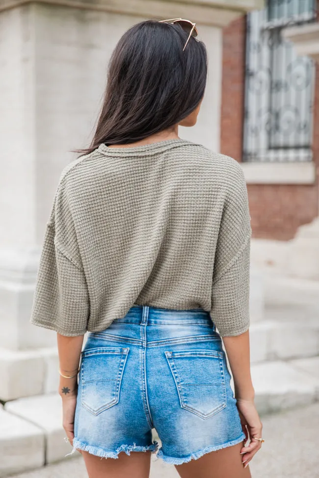 You Complete Me Olive Waffle Knit V-Neck Bodysuit FINAL SALE sold by Pink Lily product image thumbnail 4