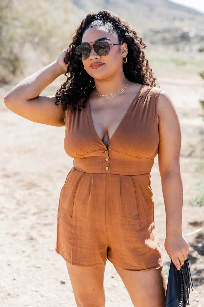 Feeling Free Camel Sleeveless Romper FINAL SALE sold by Pink Lily product image thumbnail 4