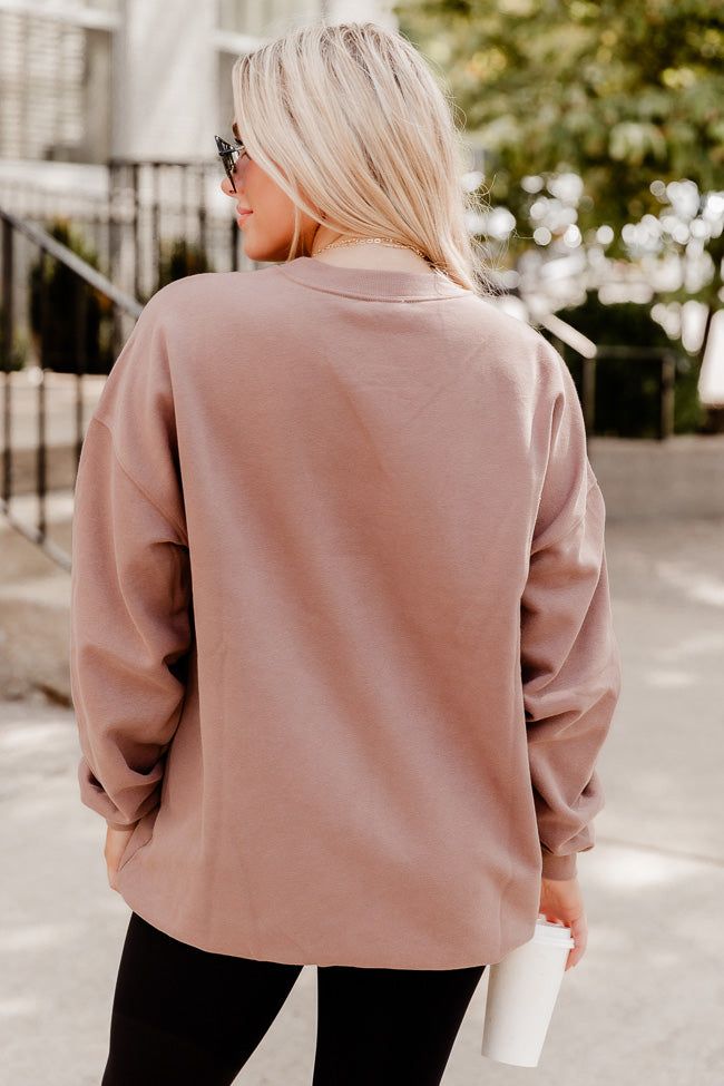 Overthinker Mocha Oversized Graphic Sweatshirt sold by Pink Lily product image thumbnail 5