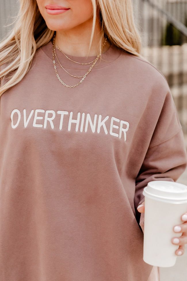 Overthinker Mocha Oversized Graphic Sweatshirt sold by Pink Lily product image thumbnail 3