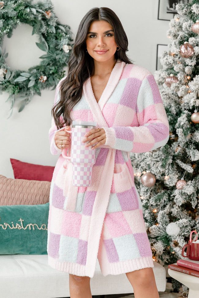Relax and Unwind Multi Checkered Robe sold by Pink Lily