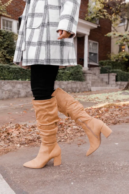 Sloane Beige Block Heel Tall Boots FINAL SALE sold by Pink Lily