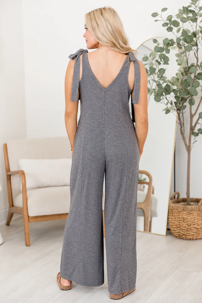 Sweetest Rush Grey Tie Shoulder Jumpsuit FINAL SALE sold by Pink Lily product image thumbnail 4
