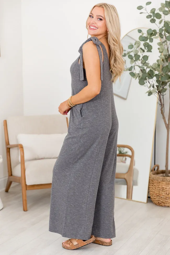 Sweetest Rush Grey Tie Shoulder Jumpsuit FINAL SALE sold by Pink Lily product image thumbnail 3