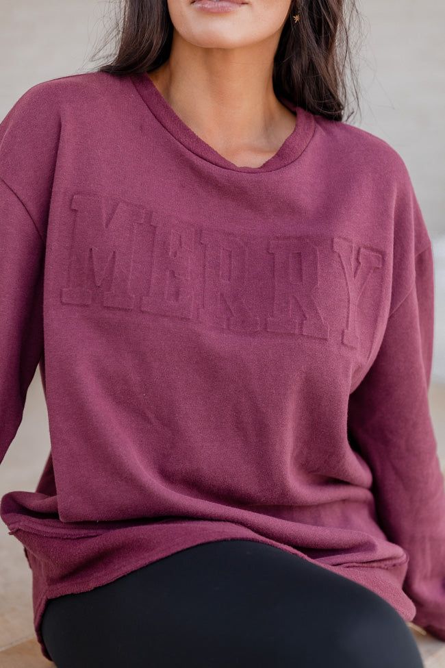 Merry Embroidered Burgudy Pullover sold by Pink Lily product image thumbnail 3