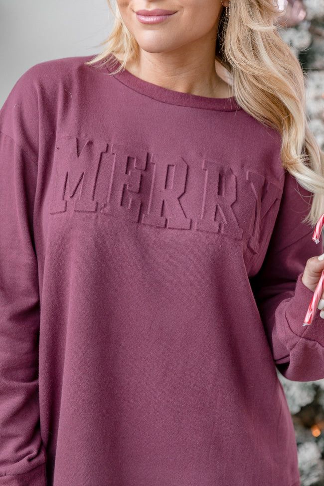 Merry Embossed Burgundy Pullover FINAL SALE sold by Pink Lily product image thumbnail 3