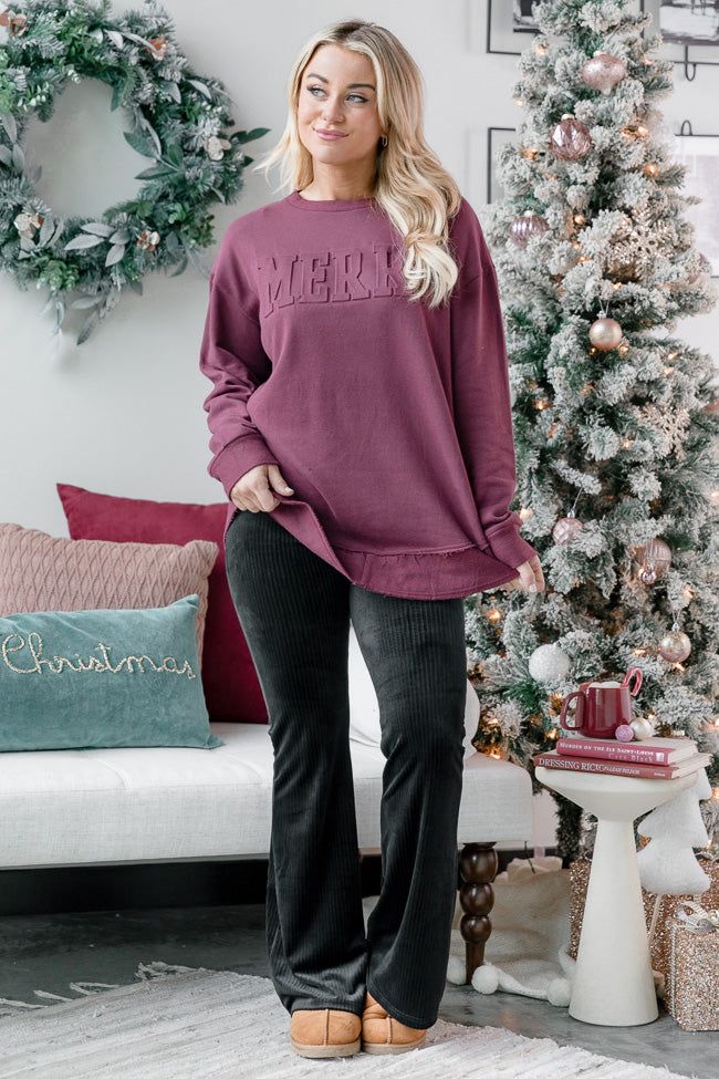 Merry Embossed Burgundy Pullover FINAL SALE sold by Pink Lily product image thumbnail 5