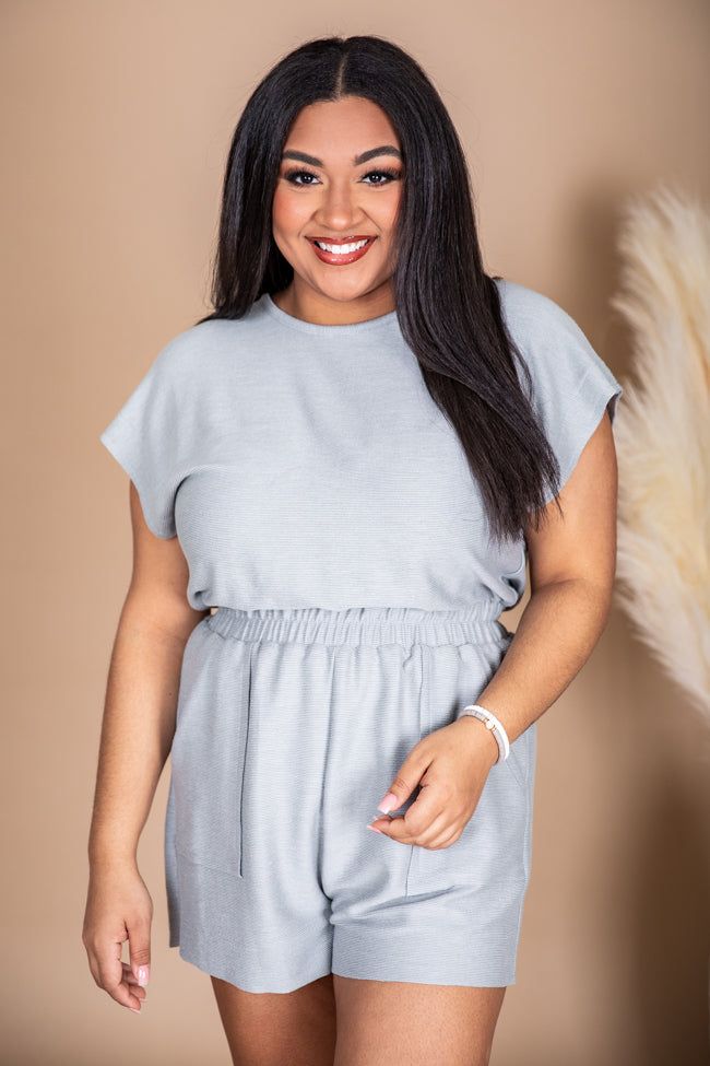 Make Your Life Easier Ribbed Knit Grey Romper FINAL SALE sold by Pink Lily