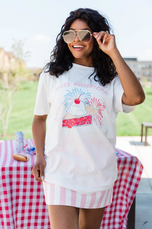 Miss American Pie White Oversized Graphic Tee sold by Pink Lily product image thumbnail 4