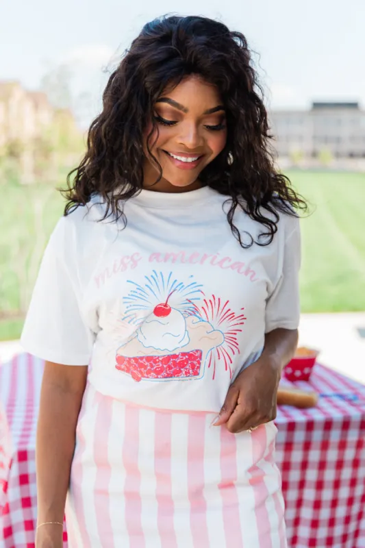 Miss American Pie White Oversized Graphic Tee sold by Pink Lily