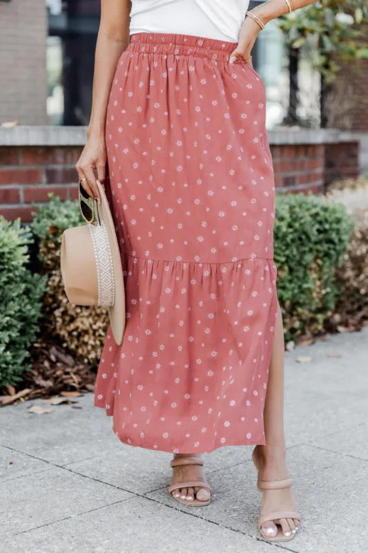 A Beautiful Day Rust Printed Maxi Skirt FINAL SALE sold by Pink Lily