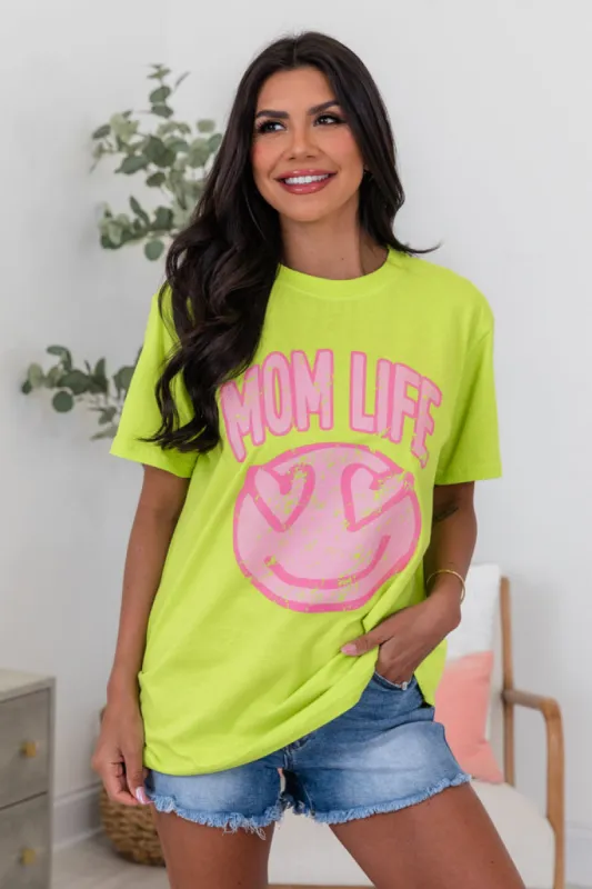 Mom Life Neon Oversized Graphic Tee sold by Pink Lily