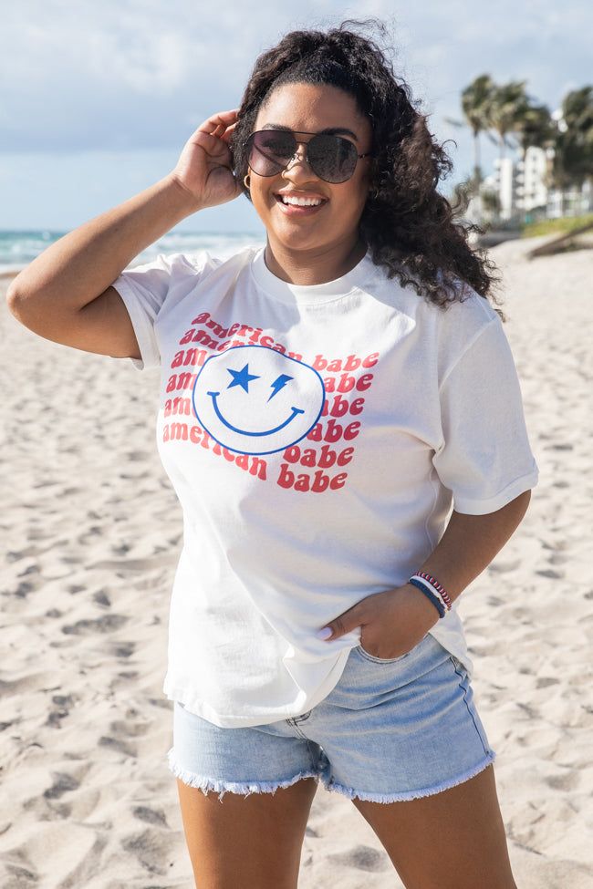 America Babe White Graphic Tee sold by Pink Lily product image thumbnail 3