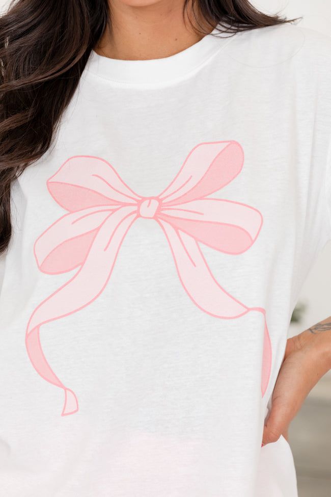 Big Bow White Oversized Graphic Tee sold by Pink Lily product image thumbnail 3