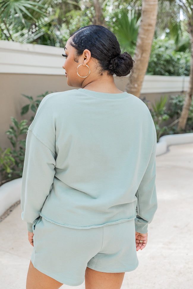 Sunshine Vibes Sage Cropped Graphic Sweatshirt sold by Pink Lily product image thumbnail 5
