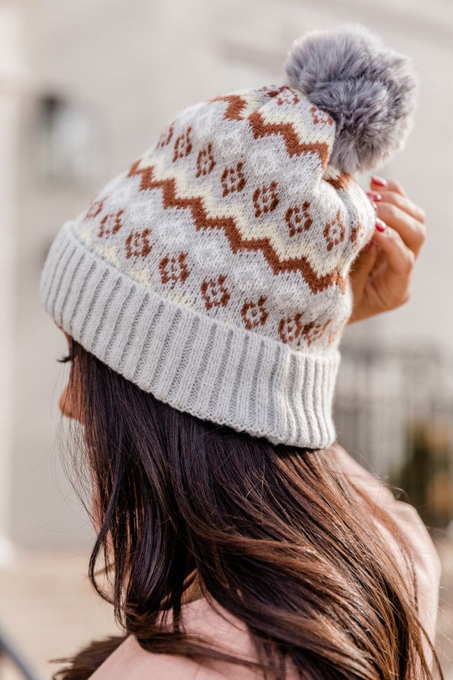 Grey Ski Beanie sold by Pink Lily