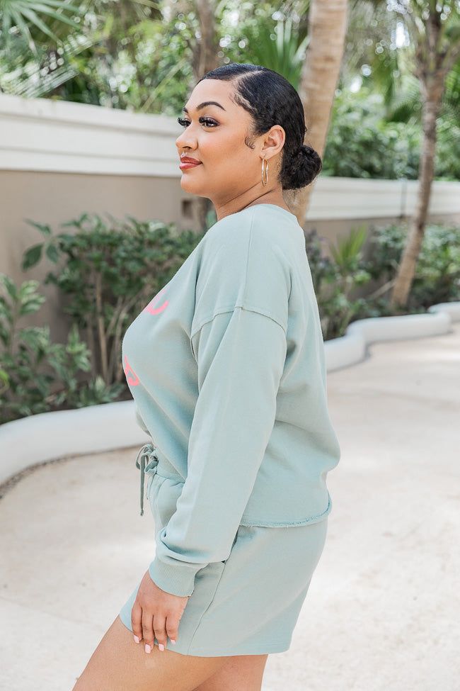 Sunshine Vibes Sage Cropped Graphic Sweatshirt sold by Pink Lily product image thumbnail 4