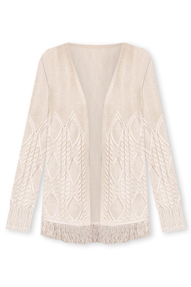 No Second Thoughts Beige Belted Fringe Hem Cardigan sold by Pink Lily product image thumbnail 19