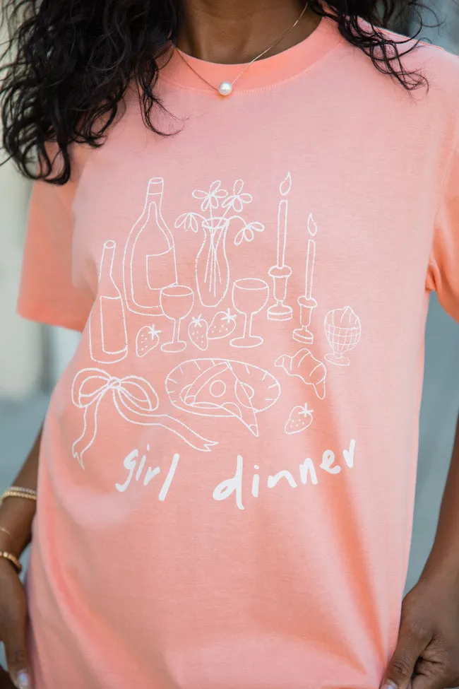 Girl Dinner Coral Oversized Graphic Tee sold by Pink Lily product image thumbnail 3