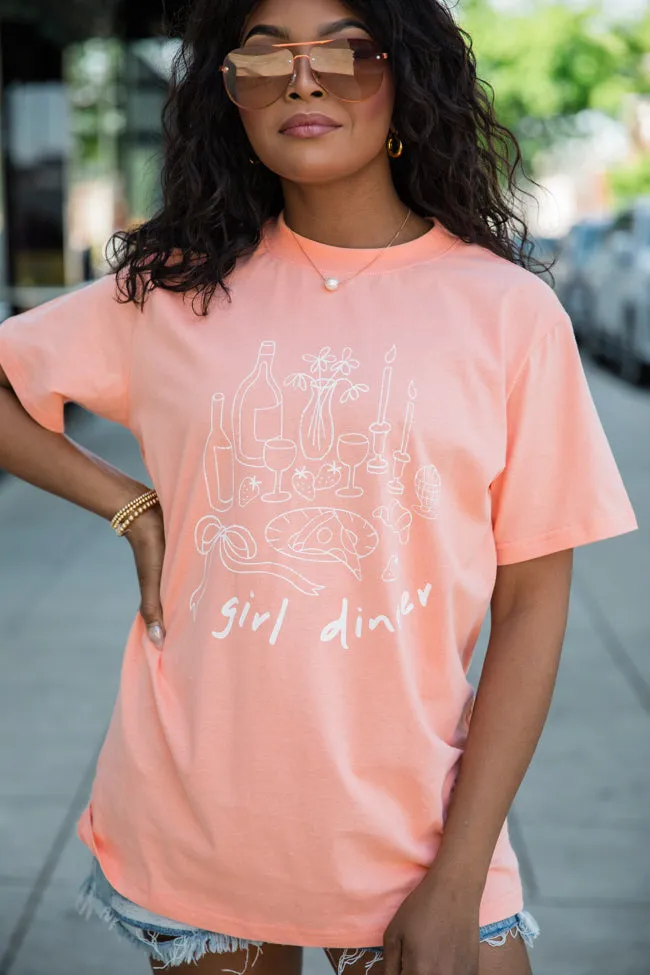 Girl Dinner Coral Oversized Graphic Tee sold by Pink Lily product image thumbnail 4