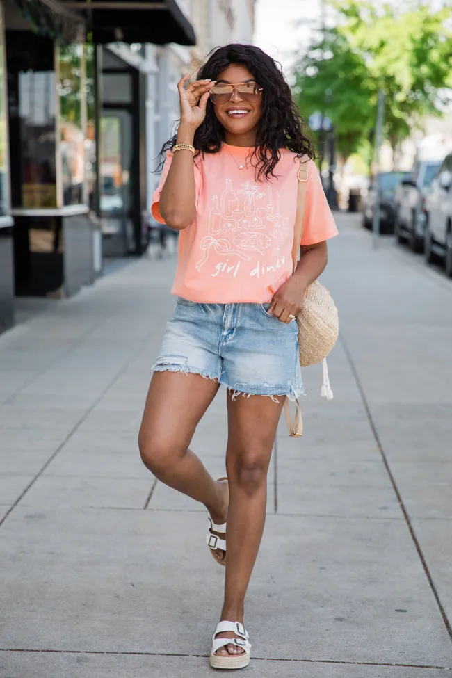 Girl Dinner Coral Oversized Graphic Tee sold by Pink Lily product image thumbnail 2