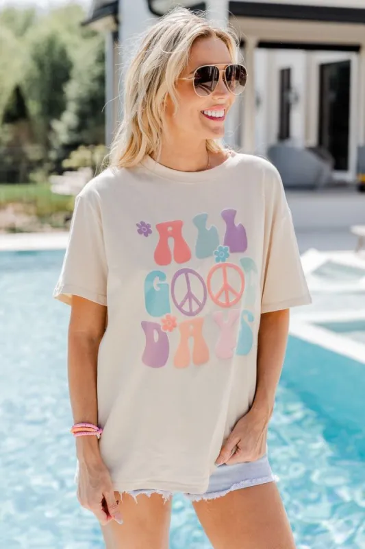 All Good Days Ivory Oversized Graphic Tee sold by Pink Lily