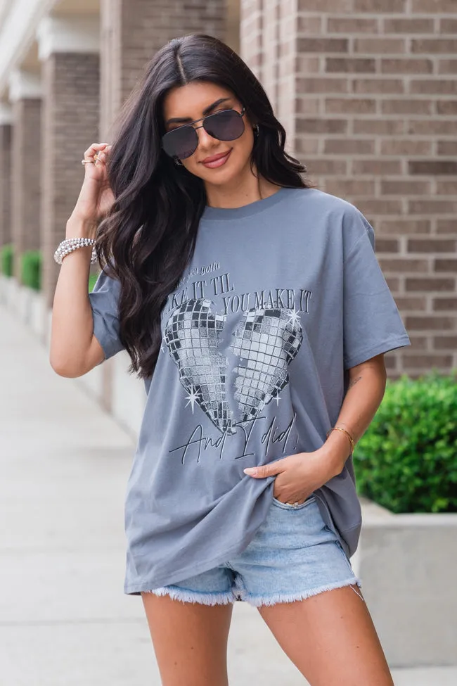 Fake It Till You Make It Grey Comfort Colors Graphic Tee sold by Pink Lily product image thumbnail 4