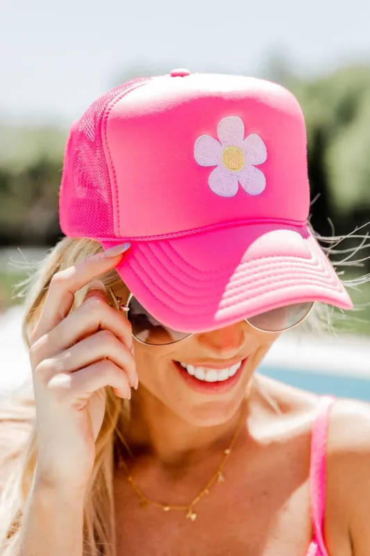 Daisy Hot Pink Trucker Hat sold by Pink Lily