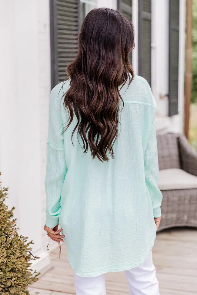 Let Me Adore You Mint Button Front Gauze Blouse FINAL SALE sold by Pink Lily product image thumbnail 4