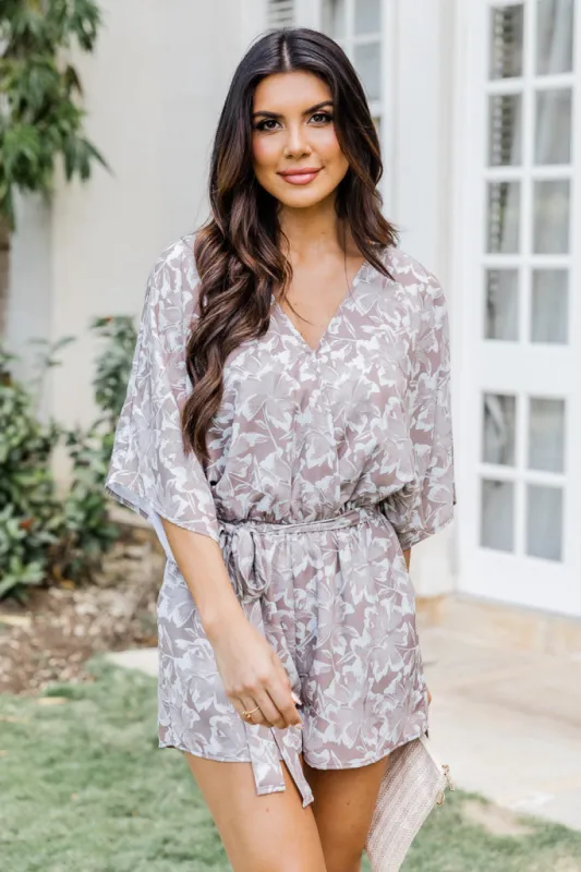 Sitting In The Garden Brown Floral Romper FINAL SALE sold by Pink Lily