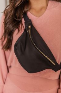 On The Go Black Belt Bag sold by Pink Lily