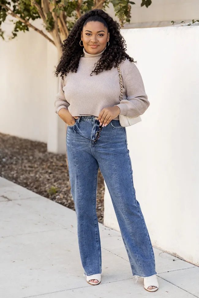 Lucille Medium Wash Straight Leg Seam Detail Jeans FINAL SALE sold by Pink Lily product image thumbnail 2