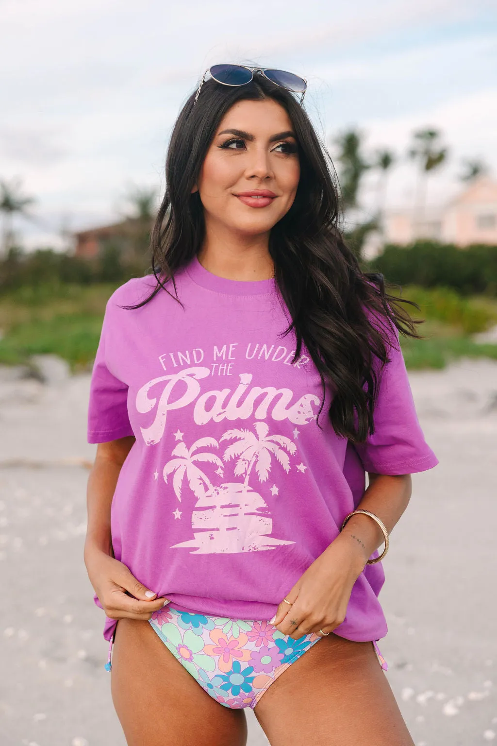 Find Me Under The Palms Purple Oversized Graphic Tee sold by Pink Lily product image thumbnail 2