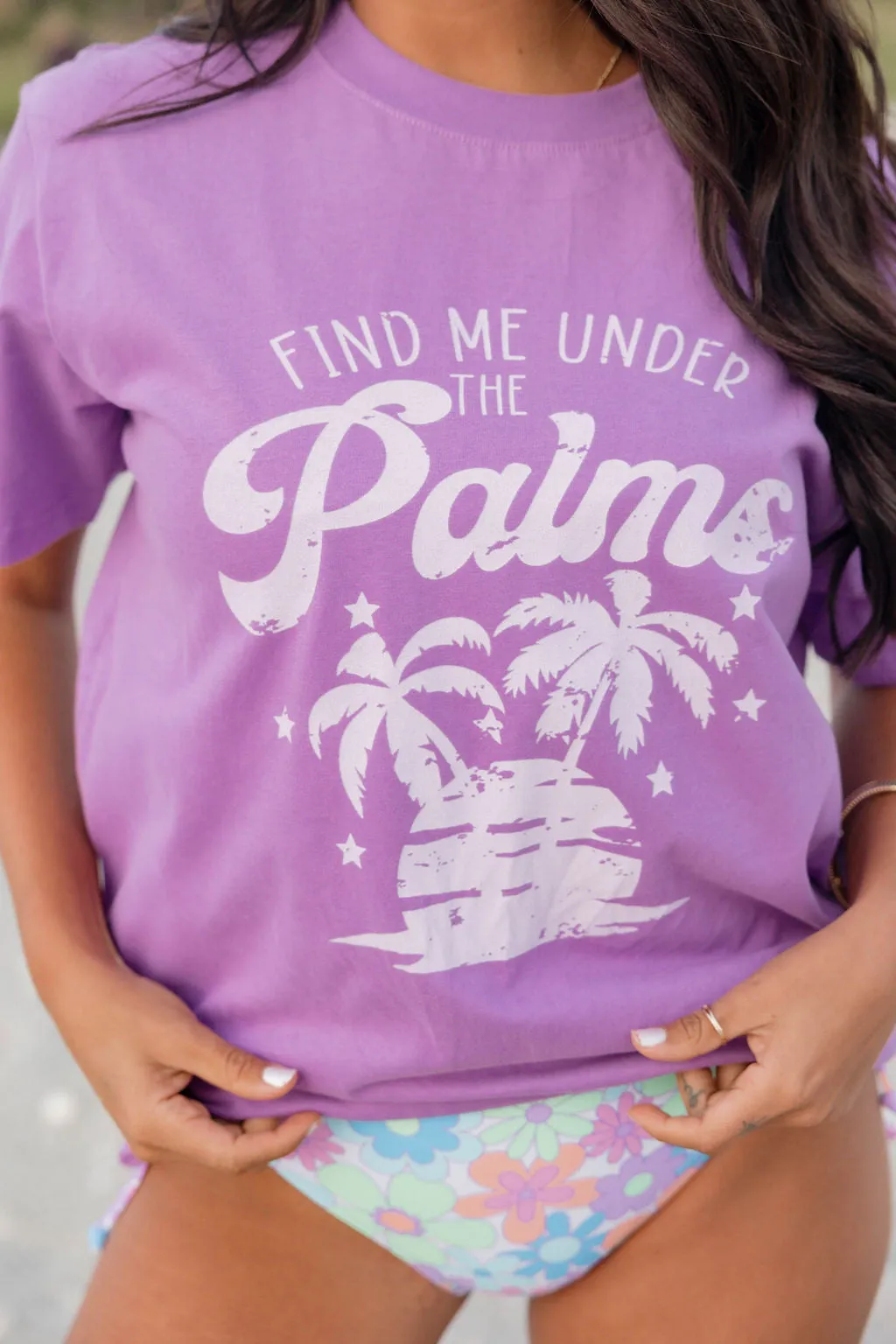 Find Me Under The Palms Purple Oversized Graphic Tee sold by Pink Lily product image thumbnail 4