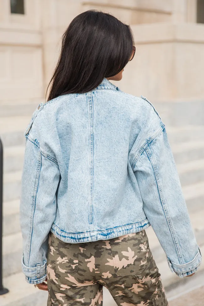 It's Your Choice Light Wash Cropped Denim Jacket FINAL SALE sold by Pink Lily product image thumbnail 4
