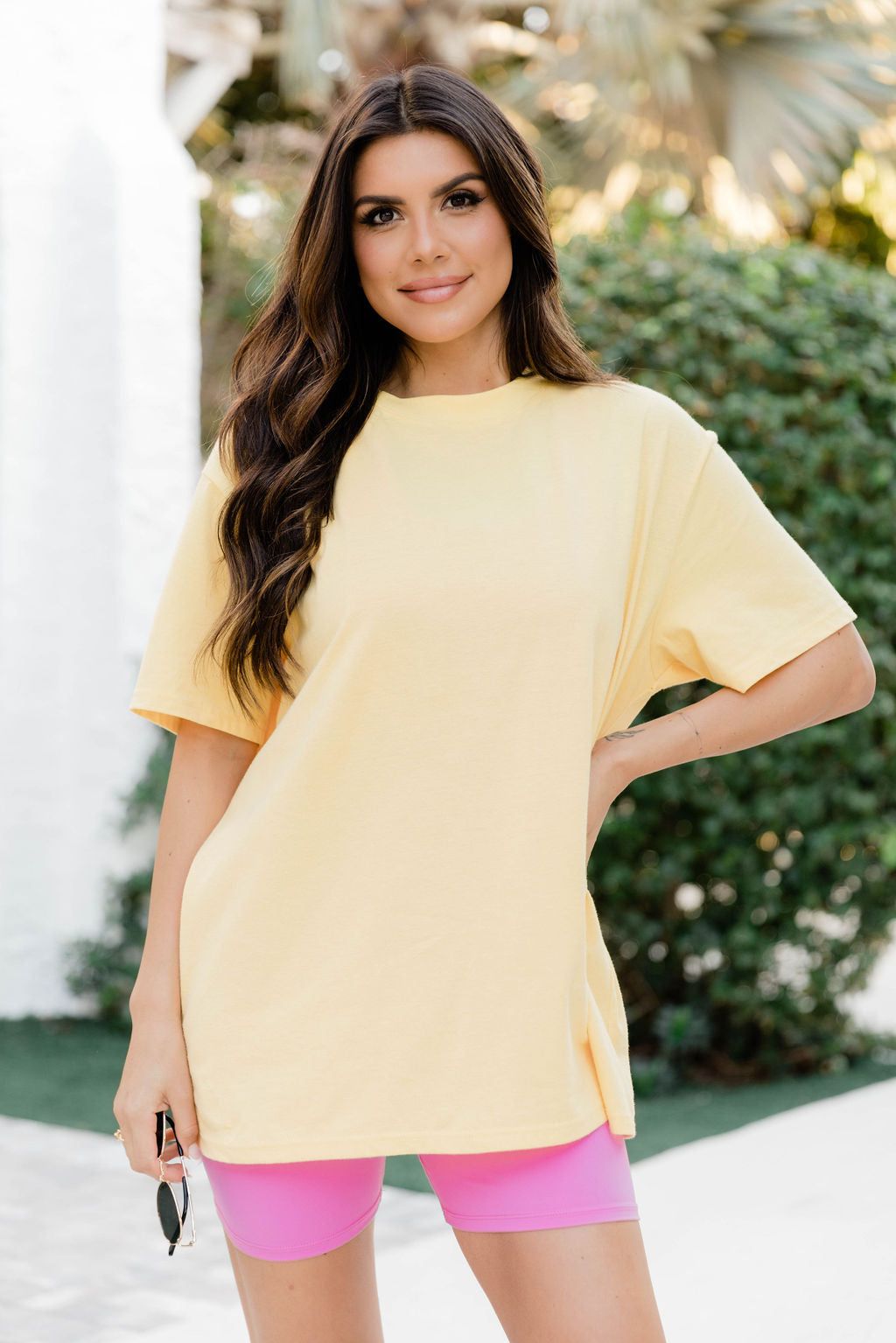 Fun Summer Nights Yellow Oversized Graphic T-Shirt sold by Pink Lily