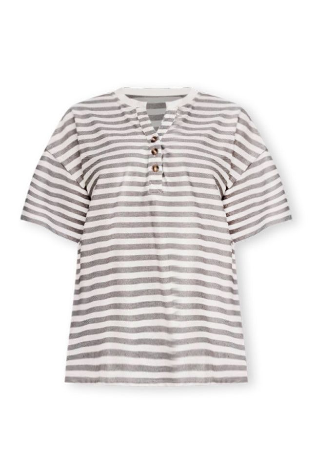 It Can Happen Charcoal Striped Henley Tee FINAL SALE sold by Pink Lily product image thumbnail 11